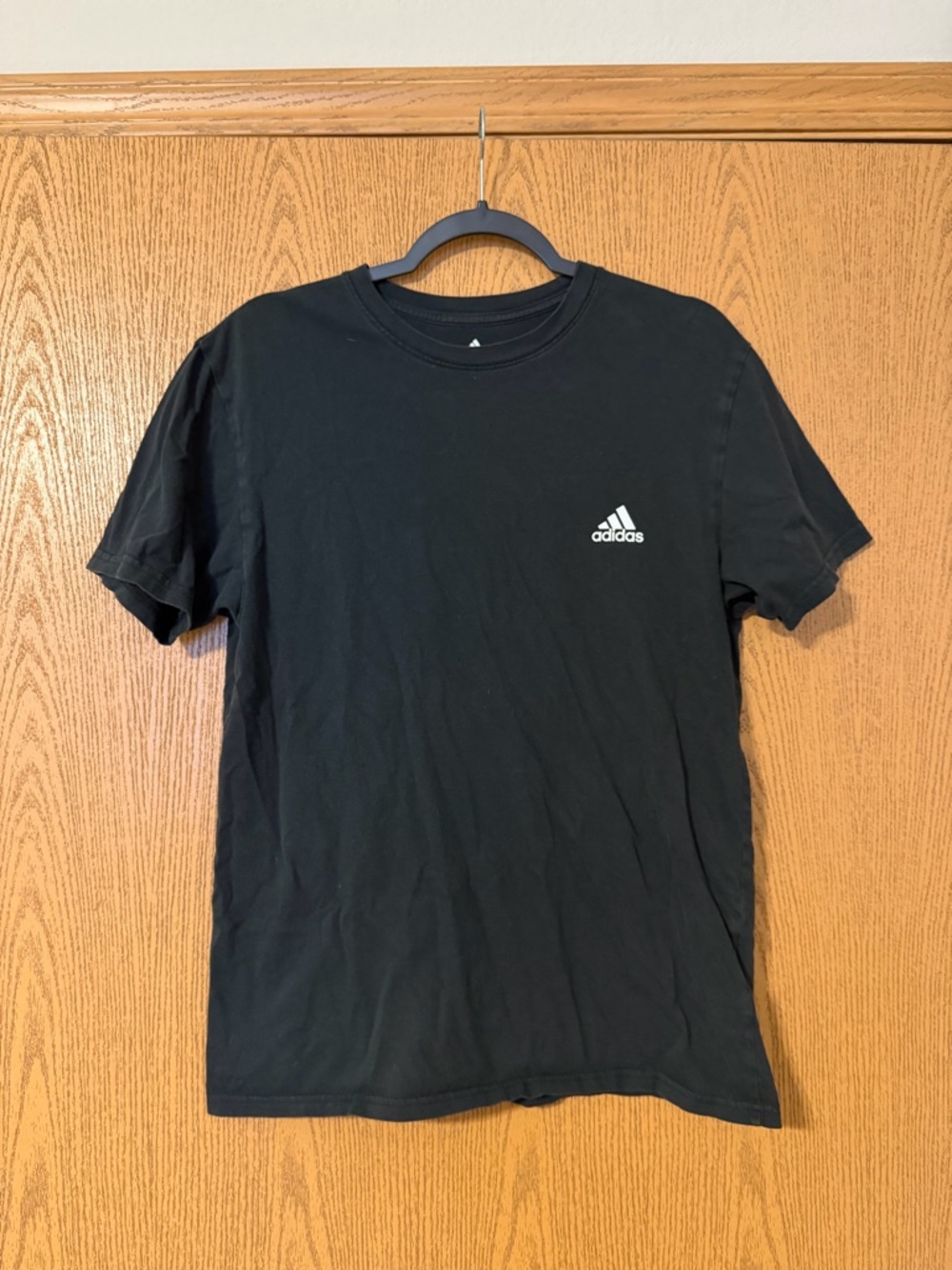 adidas Black Crew Neck T-Shirt with Small White Logo